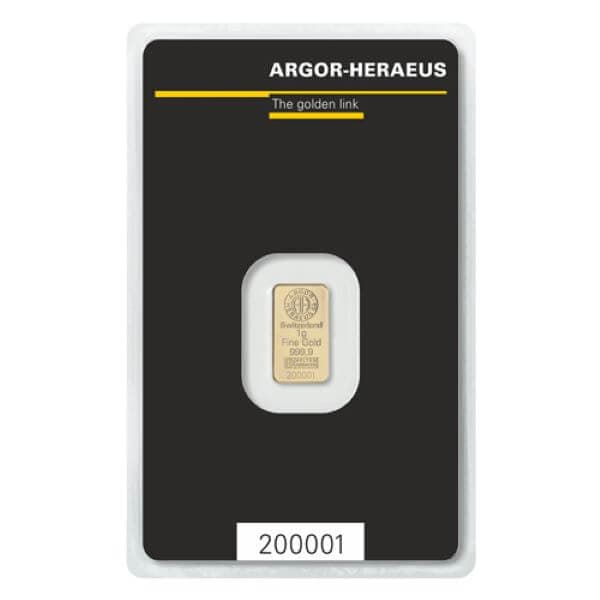 Sztabka złota Argor Heraeus 1g (au 999,9) — zdjęcie 2