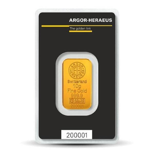 Sztabka złota Argor Heraeus 10g (au 999,9) — zdjęcie 2