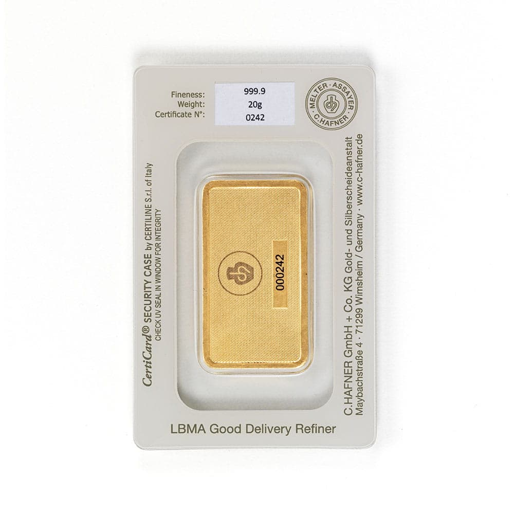 Sztabka złota C.Hafner 20g (au 999,9) — C. Hafner — zdjęcie 2