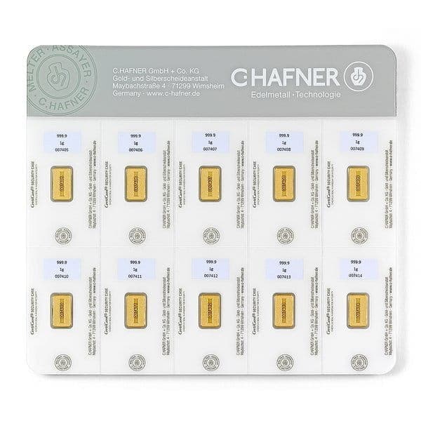 Sztabka złota 10 x 1g SmartPack C.Hafner (au 999,9) — C. Hafner — zdjęcie 3