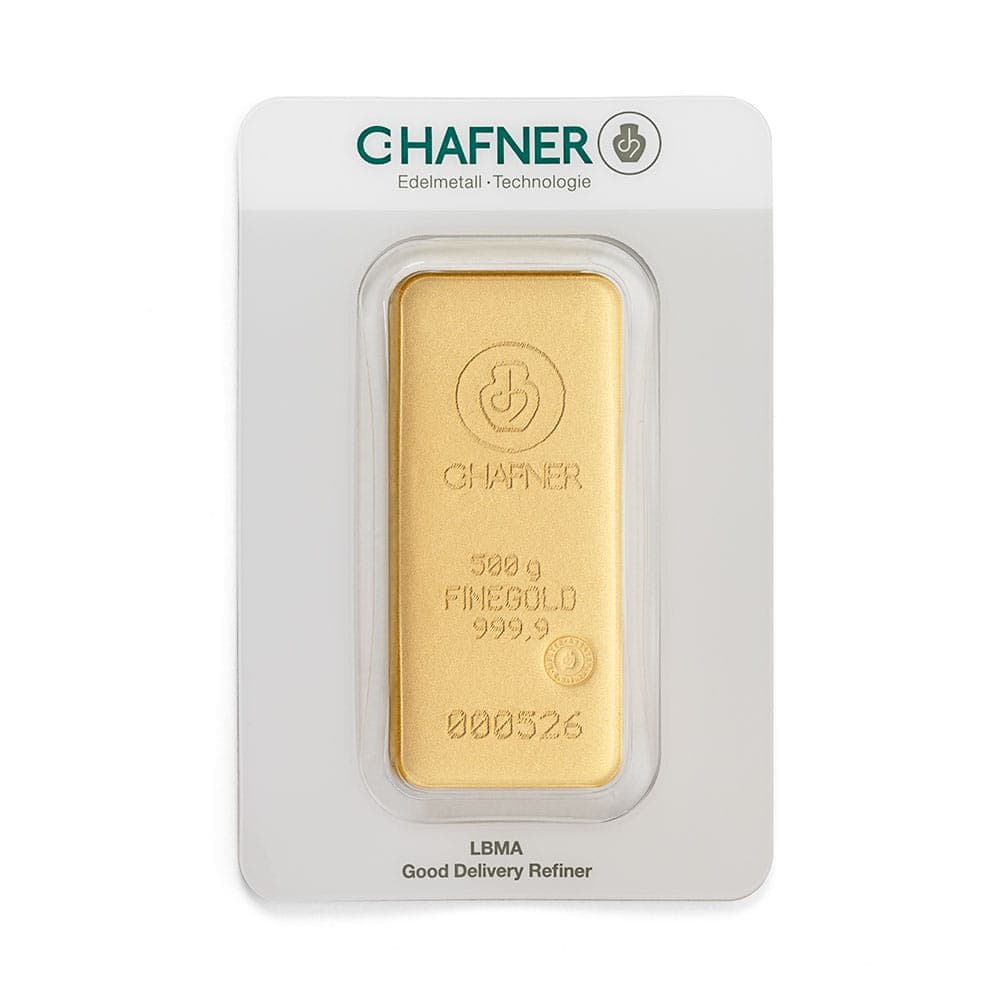 Sztabka złota C.Hafner 500g (au 999,9) — C. Hafner