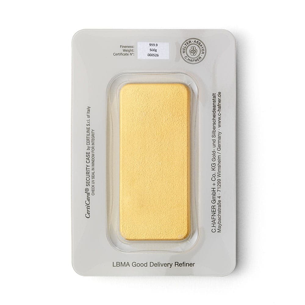 Sztabka złota C.Hafner 500g (au 999,9) — C. Hafner — zdjęcie 2