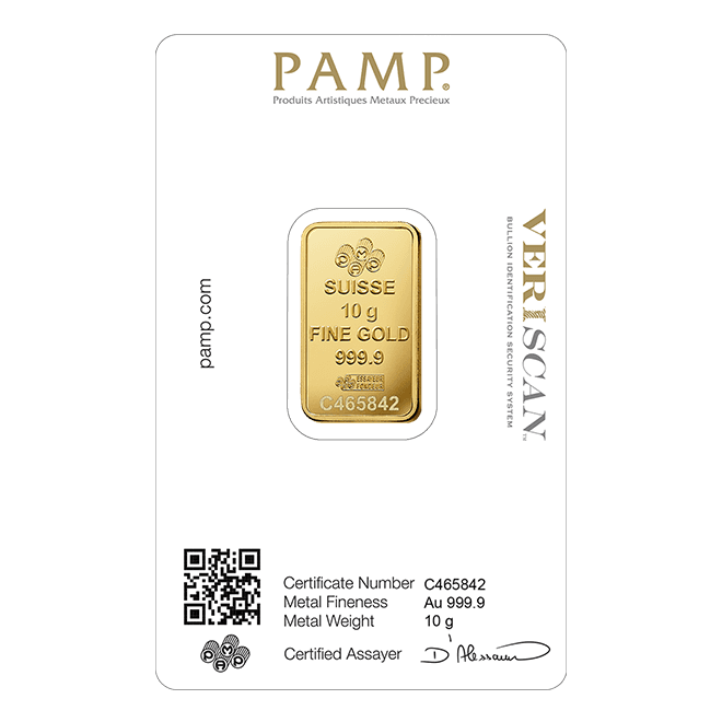 Sztabka złota PAMP 10g (au 999,9) — zdjęcie 2
