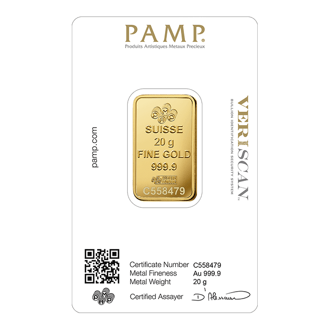 Sztabka złota PAMP 20g (au 999,9) — zdjęcie 2