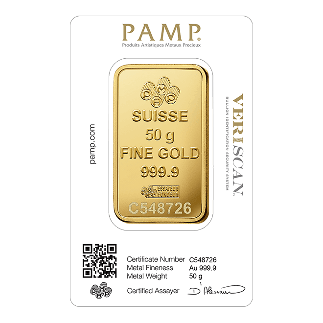Sztabka złota PAMP 50g (au 999,9) — zdjęcie 2