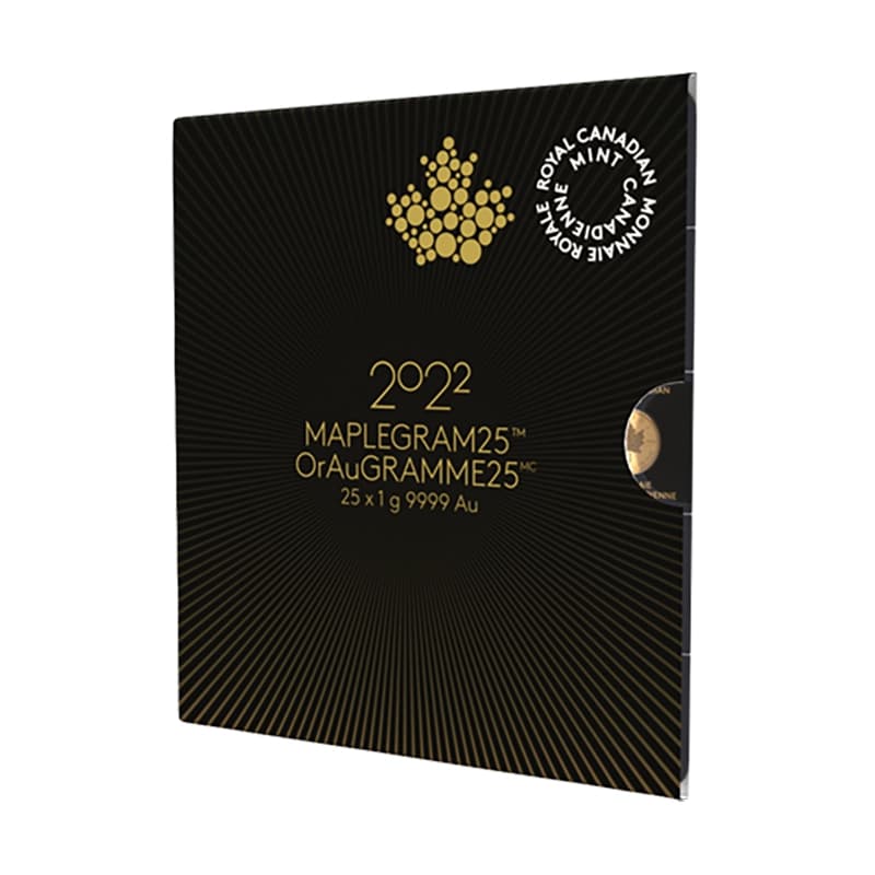 Kanadyjski Liść klonowy 25 x 1 gram złota (Au 999,9) — Royal Canadian Mint — zdjęcie 2