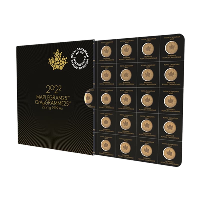 Kanadyjski Liść klonowy 25 x 1 gram złota (Au 999,9) — Royal Canadian Mint — zdjęcie 8