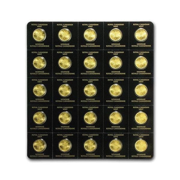 Kanadyjski Liść klonowy 25 x 1 gram złota (Au 999,9) — Royal Canadian Mint — zdjęcie 10