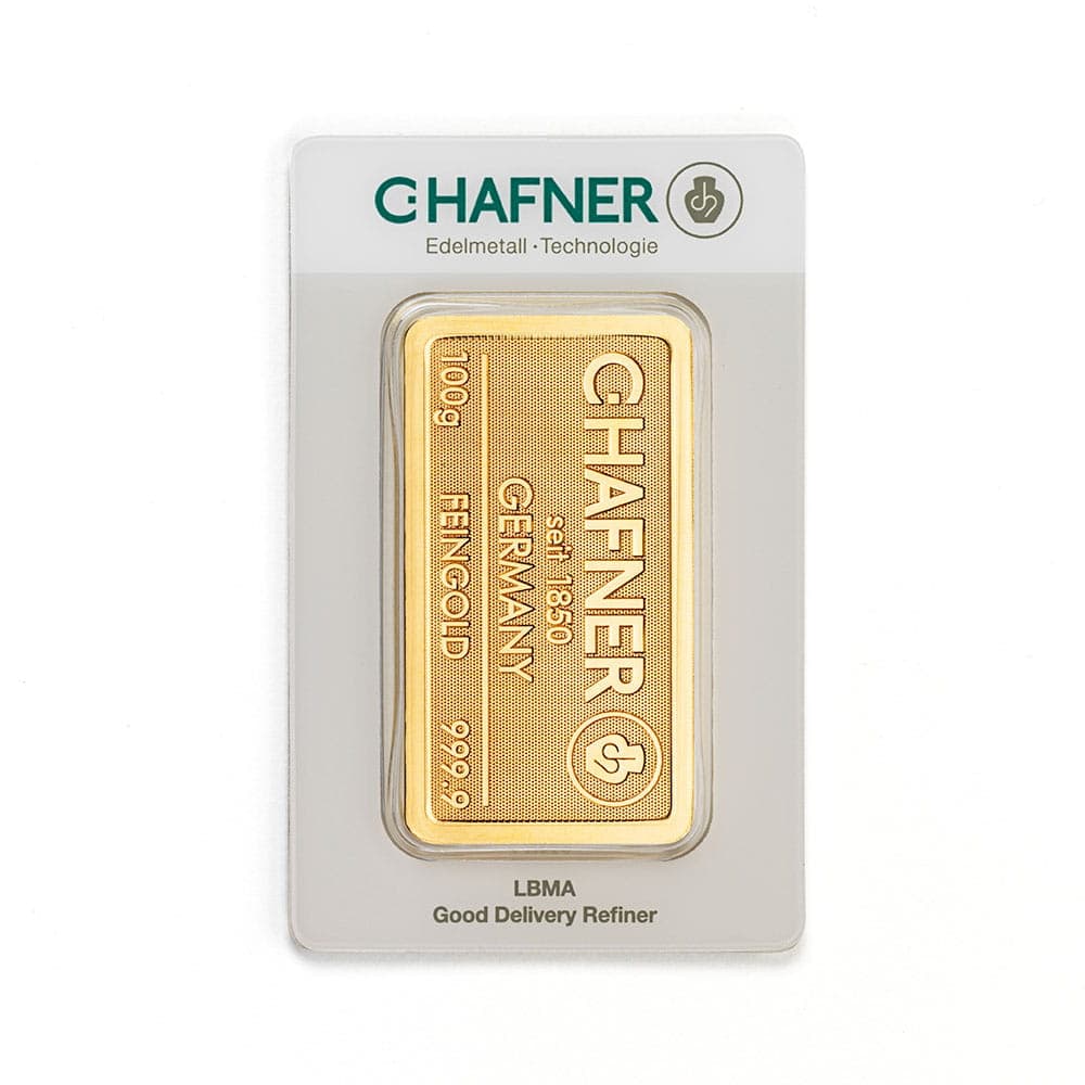 Sztabka złota C.Hafner 100g (au 999,9) — C. Hafner