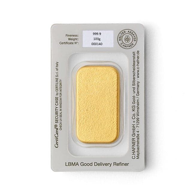 Sztabka złota C.Hafner 100g (au 999,9) — C. Hafner — zdjęcie 5