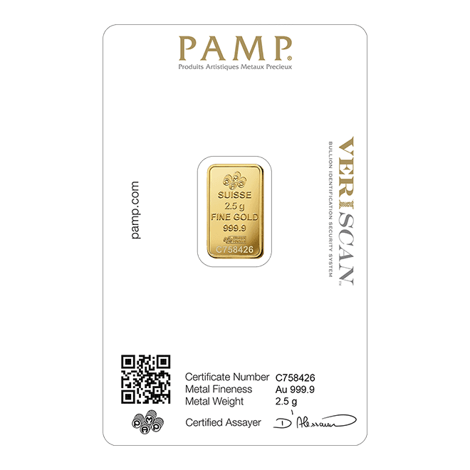 Sztabka złota PAMP 2,5g (au 999,9) — zdjęcie 2