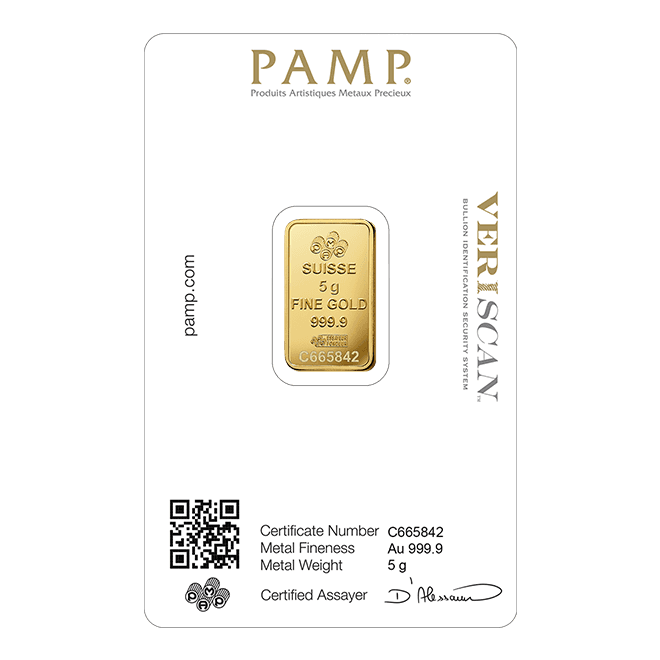 Sztabka złota PAMP 5g (au 999,9) — zdjęcie 2