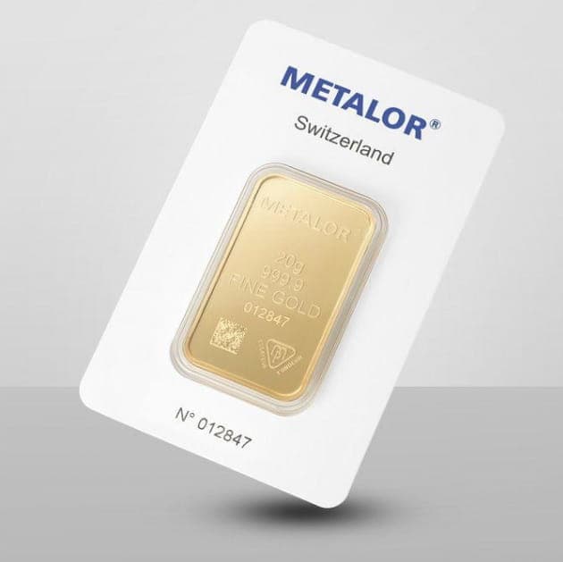 Sztabka złota Metalor 20g (au 999,9)