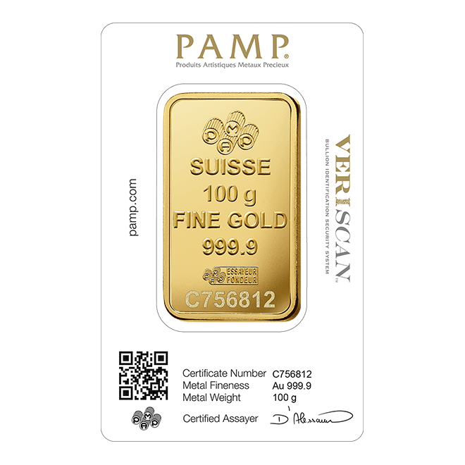 Sztabka złota PAMP 100g (au 999,9) — zdjęcie 2