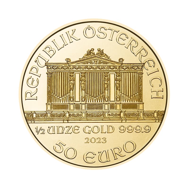 Wiedeński Filharmonik 1/2 uncji złota (Au 999,9) — Münze Österreich — zdjęcie 2