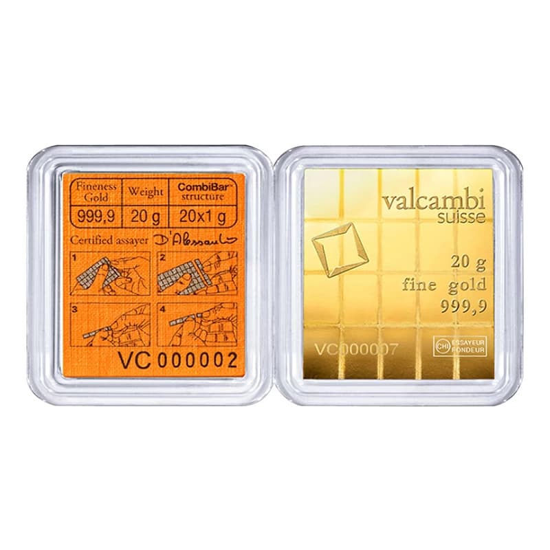 CombiBar 20g (20x1g) Valcambi Suisse (au 999,9) — zdjęcie 2